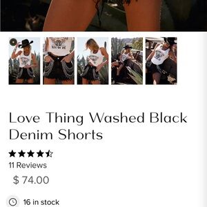 12th Tribe Black Jean Shorts Washed Denim